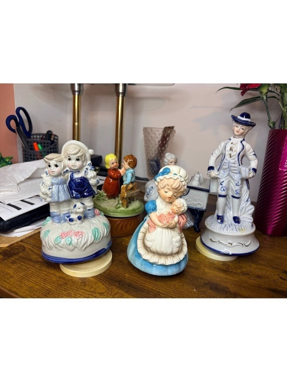 Vintage wind up musical Man woman piano boy girl baby 5 pieces 4 musical - Picture 12 of 16